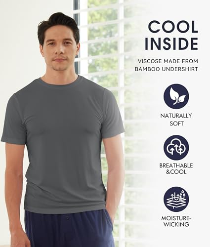 Image of BAMBOO COOL Men's Undershirts Moisture Wicking Crewneck T Shirts 6 Pack