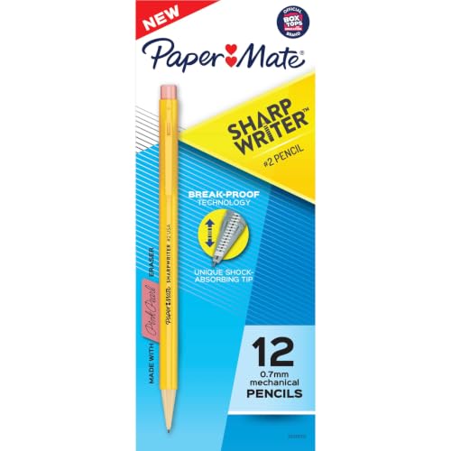 Paper Mate SharpWriter Mechanical Pencils, 0.7mm, HB #2, Yellow, 12 Count