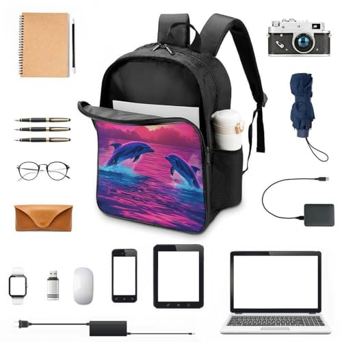 Mochila infantil impermeable 3D de delfín con espalda transpirable 40cm 4