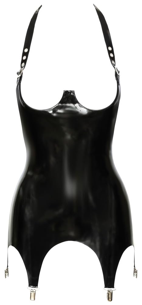 Late X Cami Latex Suspender - Black - XL