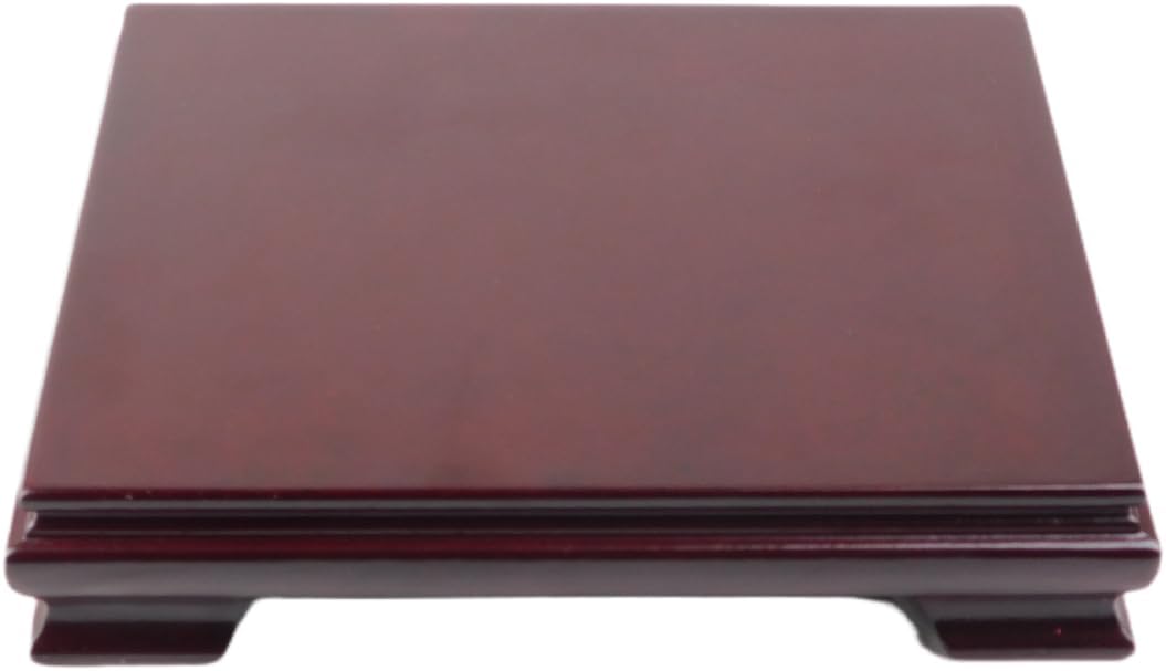 Oriental Furnishings Rectangular Ming-Style Wooden Chinese Vase Stand (8" L x 6" W x 1.375" H)