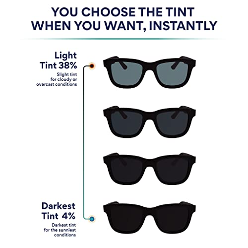 Ampere Dusk App-enabled Tint Adjustable Sunglasses, Smart Sunglasses with Open Ear Audio, Electrochromic, Polarized Lenses, Voice Assistant, Music, Calls (Black)
