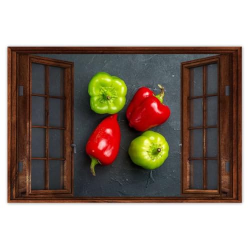 H10734M_WBNS1E - Adhesivo decorativo para pared (60 x 40 cm), diseño de pimientos verdes y rojos