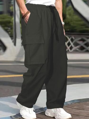 Image of GRECIILOOKS Men's Regular Fit Low Rise Polycotton Cargos | Cargo Track Pant | Loose Fit | Regular Trouser (Available in Plus Size)