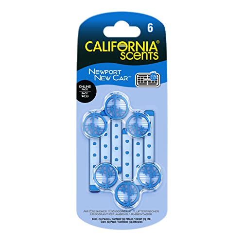 Car Air Fresheners, California Scents Vent Stick, New Car Smell, Set of 6, Newport New Car