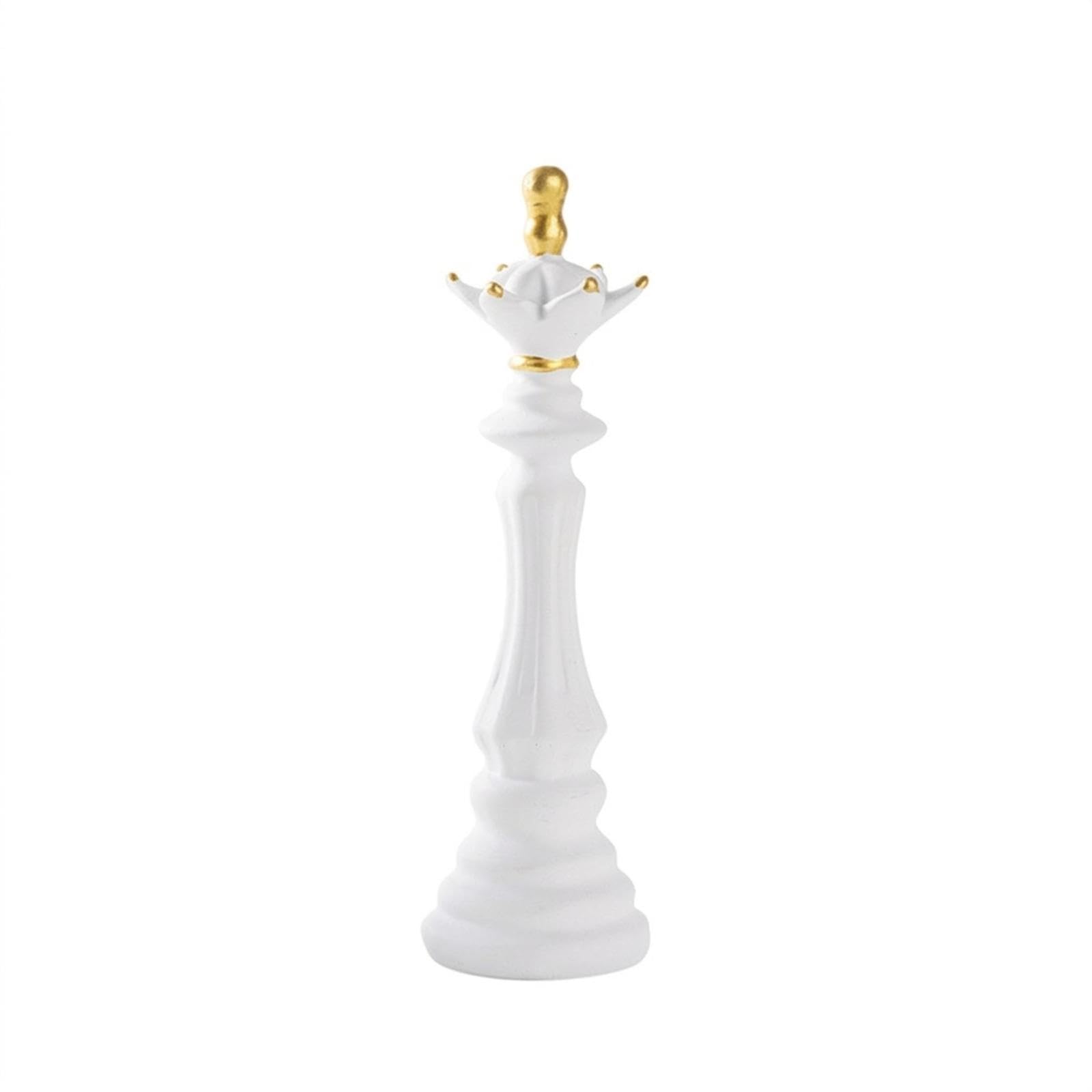 Chess Figurine Gold-Accented Chess Piece Statue Carved Ornament for Collectors, Bookshelf, Study, Office White Queen-image-41