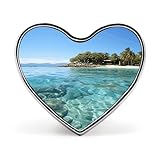 Heart-shaped Brooch, Fiji Island And Clear Sea Printed Decorative Brooch,unisex Decorative Brooch,clothing Decorative Brooch