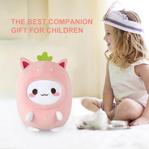 Image of Kids Travel Pillow - 2-in-1 Deformable Kids Neck Pillow for Traveling, Soft U-Shaped Pillow with Adorable Animal Design, Comfy Sleep and Play, Ideal for Airplanes and Traveling (Pink Strawberry)