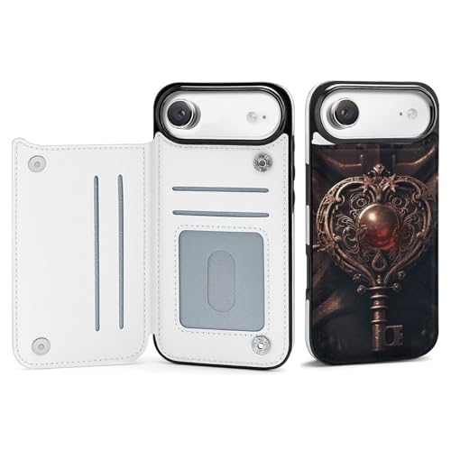 Coque iPhone 17 fine antichoc avec porte-cartes motif cœur