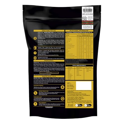 Image of NAKPRO Gold 100% Clean Raw Whey Protein Concentrate, 500g Unflavoured | 28g Protein | Trustified Certified & No Adulteration | Fast Absorbing Whey Protein Powder