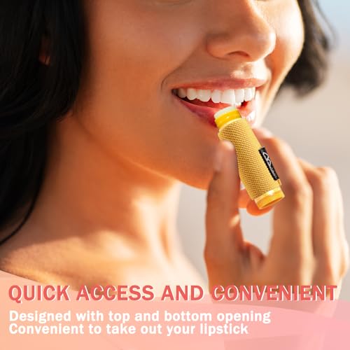 Image of WK IEASON 10pcs Lip Balm Holder Keychain, Clip-on Lipstick Sleeve, Compatible with Chapstick, Burt's Bees, Elastic Lip Balm Holder, Gift for Women, Girls, Teens