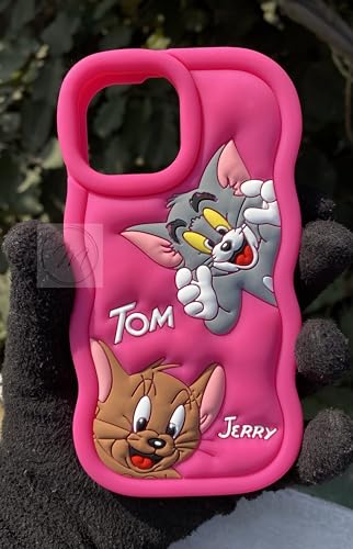Image of MIDOS Back Cover Compatible with iPhone 13 Pro Max Soft Silicone 3D Cute Cartoon Full Protective Case for iPhone 13 Pro Max (Hot Pink)