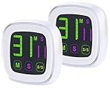 infactory Küchenuhr Digital Timer: 2er-Set magnetische Küchentimer mit farbigem Touchscreen (Digitaler Timer und Stoppuhr, Timer Küche Magnet)