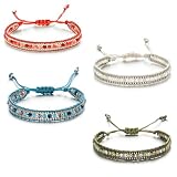 BIVYAX 4 braccialetti amicizia braccialetti bambini per ragazze e ragazzi, braccialet ti amicizia regolabili con ciondolo da condividere tra amici o compagni di classe