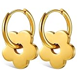 Design Floral Intemporel: Ces créoles arborent un délicat motif de fleur à cinq pétales, capturant l'essence du style rétro français pour sublimer votre visage avec une touche de nature et de féminité douce, idéales pour rehausser une tenue basique