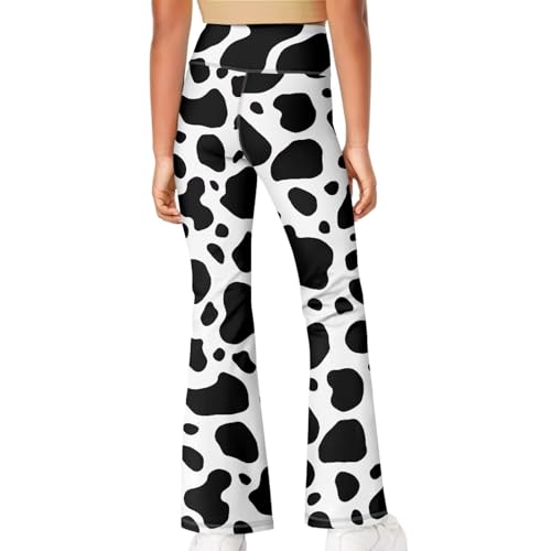 Cow Kids Flared Yoga Pants Girl High Waisted Flare Leggings Fit Workout for School Dancing Fitness Gym 5-14 Age4