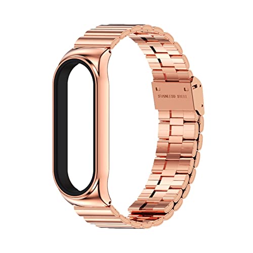 MENGKE Ajuste adecuado for Xiaomi MI BAND 6/5 STRUP MI 3 4 WATCHANDS MUJER UNIVERSAL METAL BAMBOO JUNTA 304 BANDS DE RELOJ DE ACERO INOXIDABLE(09)