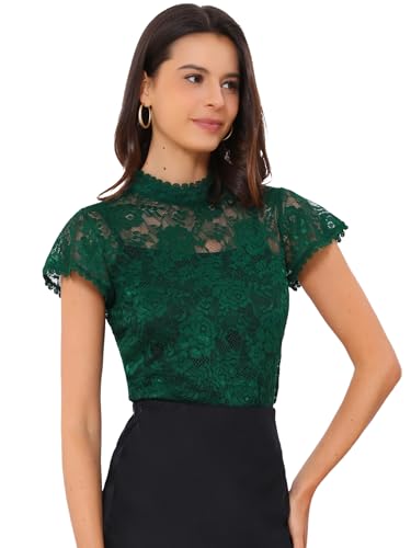 Chemisier en dentelle florale de haute qualité Allegra K pour femme