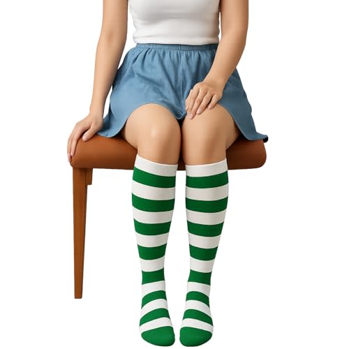 Image of PolyMedea Elite Quality Colorful Soft Cotton Women's Striped Knee High Socks