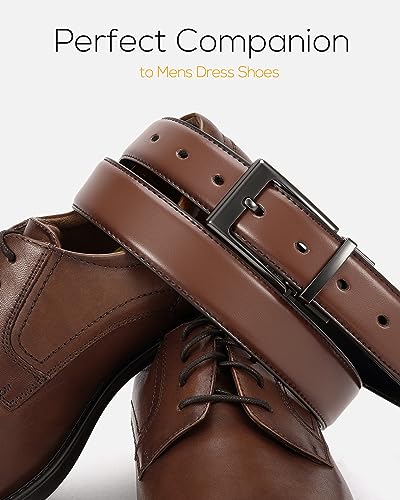Image of CHAOREN Reversible Belt Men 1 Piece - 1.25 inch Leather Dress Belt - Trim to Fit for Elegant Style