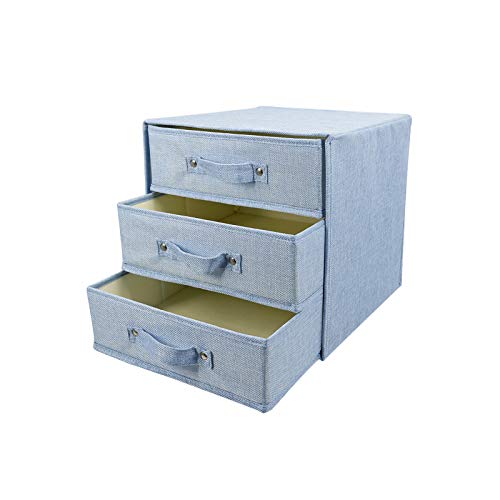 sunyou Fabric Storage Box Storage Bins with Handle Drawer Organiser with Lid Folding Storage Bins Box Containers for Socks, Underwear, Bras, Ties