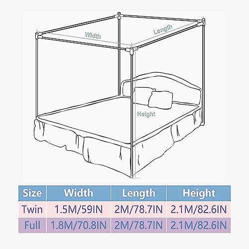 Mosquitera de cama con dosel y postes de aluminio estables para dormitorio 4