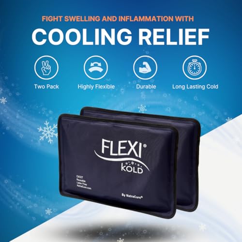 2-FlexiKold-Gel-Ice-Packs-Ice-Packs-for-Injuries-Reusable-Back-Pain-Relief-Knee-Ice-Pack-Wrap-After-Surgery-Ice-Pack-for-Knee-6303-COLD-2PK-by-NatraCure-Medium-75-x-115--2PK