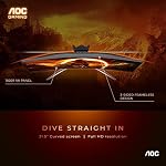 AOC 32 Inch Curved Gaming Monitor, Full HD 1920x1080, 165Hz, 1ms MPRT, 1500R VA Panel, Adaptive Sync, HDMI 2.0, DisplayPort 1.2, Height Adjustable Stand, 3-Year Zero-Bright-Dot, C32G2
