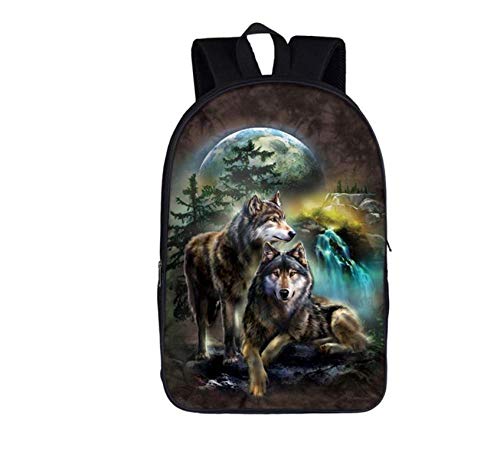 Preisvergleich Produktbild HBHBS Schulrucksack Schultasche Schullaptop Wolf Katze Für Mädchen Im Teenageralter Jungen