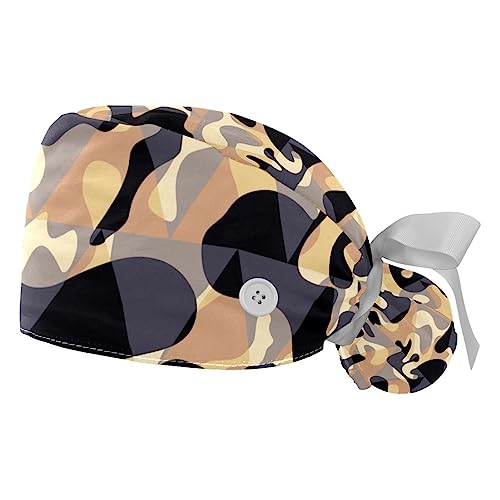 Lot de 2 bonnets bouffants avec bande anti-transpiration imprimé pattes