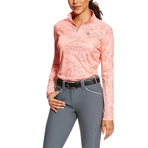 ARIAT Women's Sunstopper 1/4 ZipShirt, Peach twig Print, SML