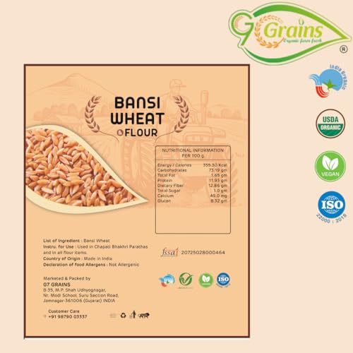 Image of Organic Bansi Wheat Grains Seeds (10Kgs) | Bansi Bhaliya Gehu Ka Seeds | For Farming, Sowing & Agriculture Use | Produce of India | 100% Natural & Non-GMO | By G7 Grains