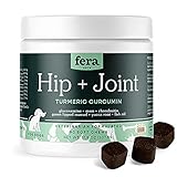 Hip + Joint Dog Supplement, Joint Support for Dogs with Glucosamine Chondroitin and MSM, Joint Care and Health Support Chewy Dog Treats, 90 Soft Chews - Fera Pet