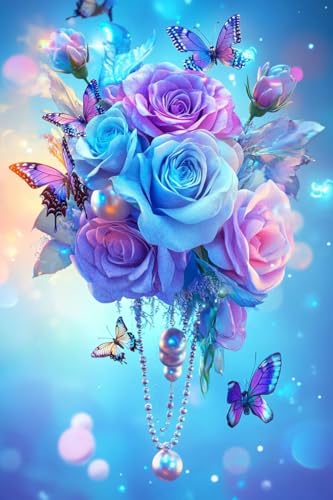 Diamond painting fleurs 35x45cm avec kit complet strass pour broderie diamant papillon
