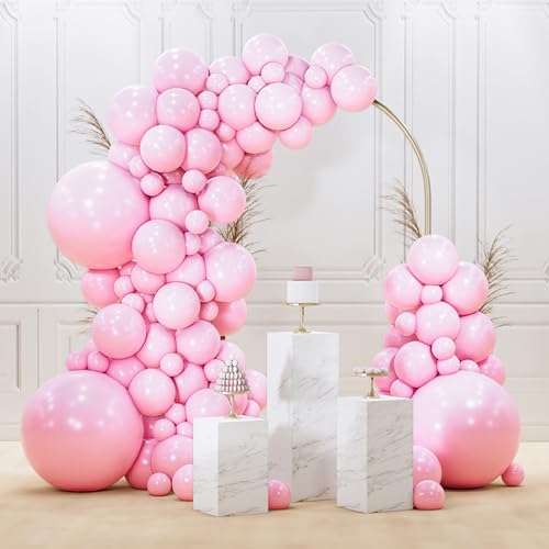 Image of PartyWoo Baby Pink Balloons 128 pcs Different Sizes of 18 12 10 5 Inch Pastel Pale Light Pink Balloons Arch Kit Garland for Baby Shower Gender Reveal Birthday Princess Party Decorations Pink-Q05