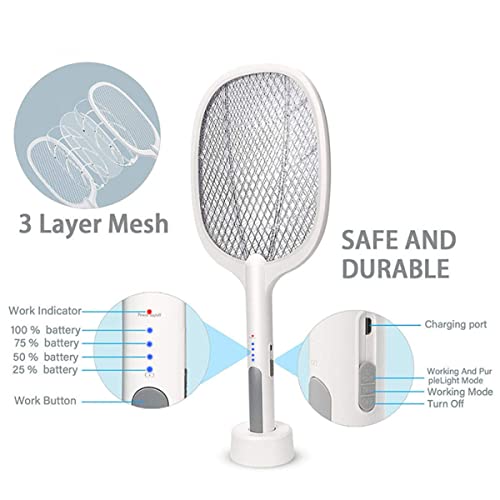 image for Tcoiyt Electric Fly Swatter Racket, 2 in 1 Foldable Bug Zapper Racket 