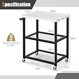 TANGZON Outdoor Grill Dining Cart, Movable Pizza Oven Trolley with 4 Universal Casters, Stainless Steel Top, Side Handle & Rack, Metal BBQ Cart Food Prep Station (3 tier, 72 x 41 x 80 cm) - Image 5