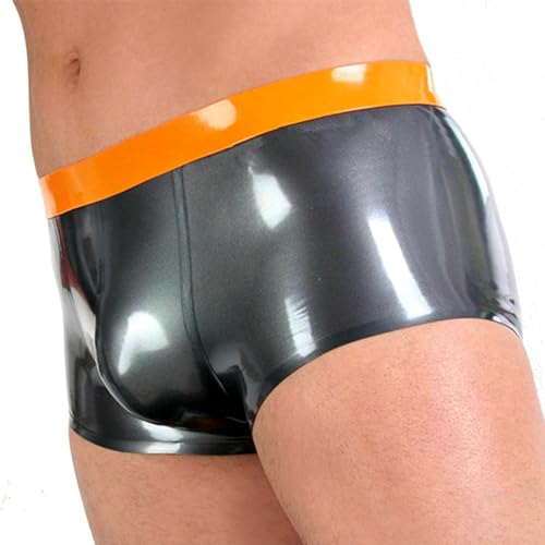 Latex Silver Men Shorts Briefs Boxer Shorts without Zipper Rubber Underwear Half Pants Tight High Elastic