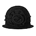 ZLYC Women Wool Cloche Bucket Hat 1920s Vintage Dress Winter Hats with Flower Accent (Floral Black)
