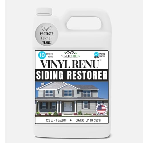 Vinyl Renu Premium Siding Restorer | Lasts 10+ Yrs | Restores Original Color & Beauty To All Siding Types | Rejuvenates & Protects Siding, Doors & Patio Furniture | Complete Kit (1 Gallon)