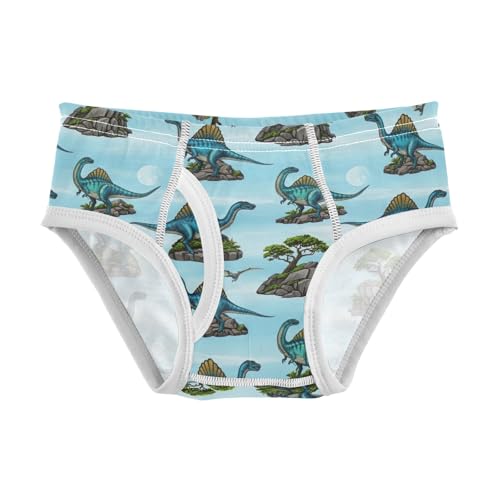 CHIFIGNO Boy Cotton Underwear Soft Briefs Printed Brief Underwear for Kids Boys, Blue Dinosaurs