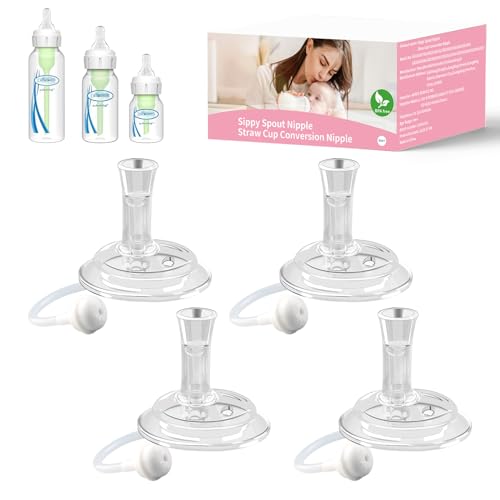 Guxetans Straw Nipple Compatible with Dr Browns Narrow and Narrow Glass Baby Bottles,Straw Cup Nipple, Soft 100% Silicone Straw Cup Nipple,Variable Flow,BPA-Free,6m+ (Straw Cup Nipple)