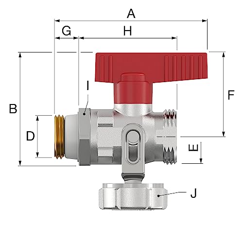 Simplex KFE-Kugelhahn Entleerungshahn 1/2 D m.SLV, Mehrschicht-Sanitärarmatur, Axiale Positionierung mittels Kontermutter, F10638