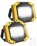 LED-Arbeitsleuchte, wiederaufladbar, 45 W, batteriebetrieben, mit 3 Modi, Sicherheitsleuchte für den Außenbereich, COB mit USB, wasserdicht, für Garten, Garage, Angeln, Wandern (Batterien im