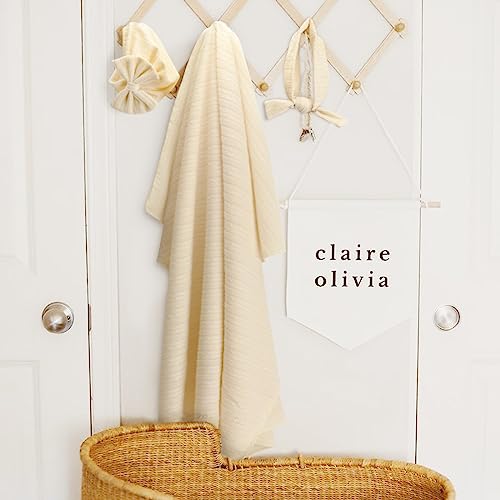 Image of DRESHOW BQUBO Newborn Receiving Blanket Toddler Warm for Girls with Bow Hat and Bow Headband Shower Gift