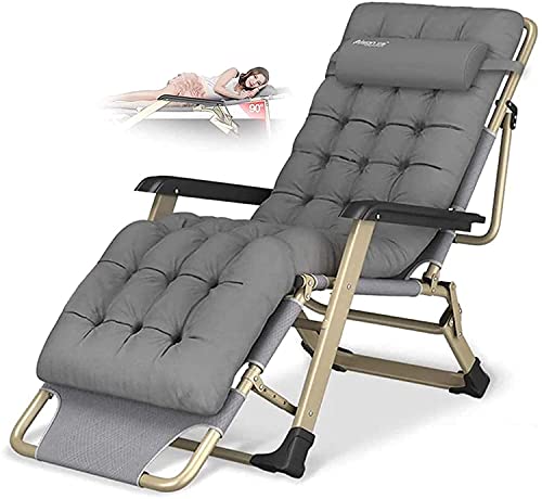 Juego de 2 tumbonas reclinables, tumbonas Plegables de Gravedad Cero, tamaño Extragrande XL, tumbonas para jardín, Patio, Exterior, máximo 260 kg, con Almohada para la Cabeza. ()