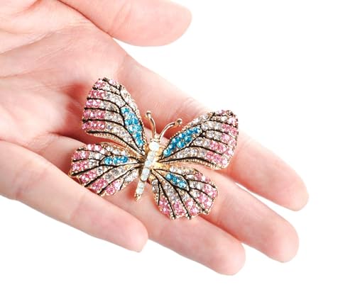 Image of Gyn&Joy Multi-Color Crystal Rhinestone Winged Butterfly Pin Brooch BZ030