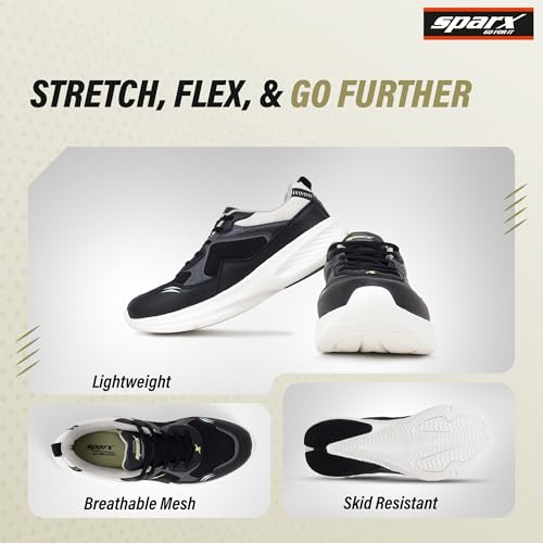 Image of SPARX Sports Running Shoes for Men - Lightweight Breathable Lace-Up Athletic Shoes with Cushioned Comfort, Shock Absorption, Durable Grip, Flexible Sole & Everyday Walking Performance