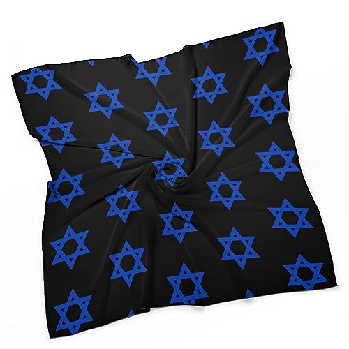 Israel Flag Hexagram Silk-Like Scarf Soft Vintage Printed Square Face Mask Headwear Handkerchiefs3