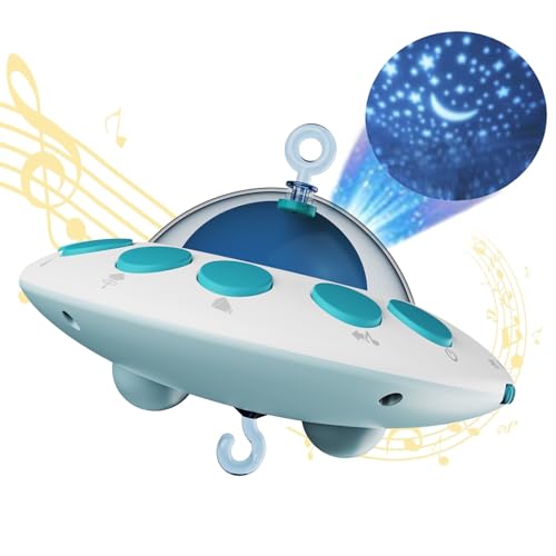 Image of Eners Crib Mobile Music Box, Baby Mobile Spinner with Lights, Rotation, Moon and Star Projection, Crib Toys Attachments for Boys Girls (Music Box Blue)